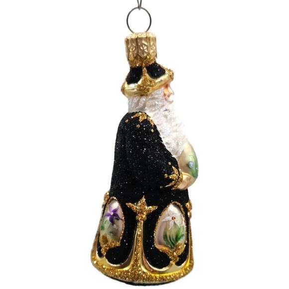 Patricia Breen Miniature Imperial Santa Black Spring Flower Christmas Ornament - Picture 5 of 14